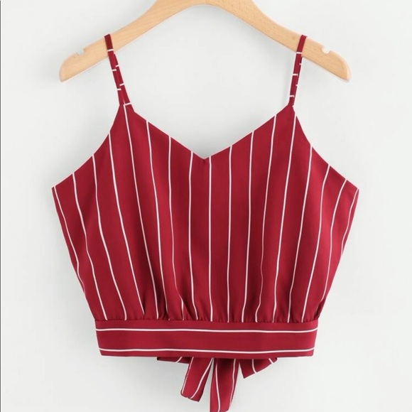 SHEIN Tops - Striped split tie back crop cami top